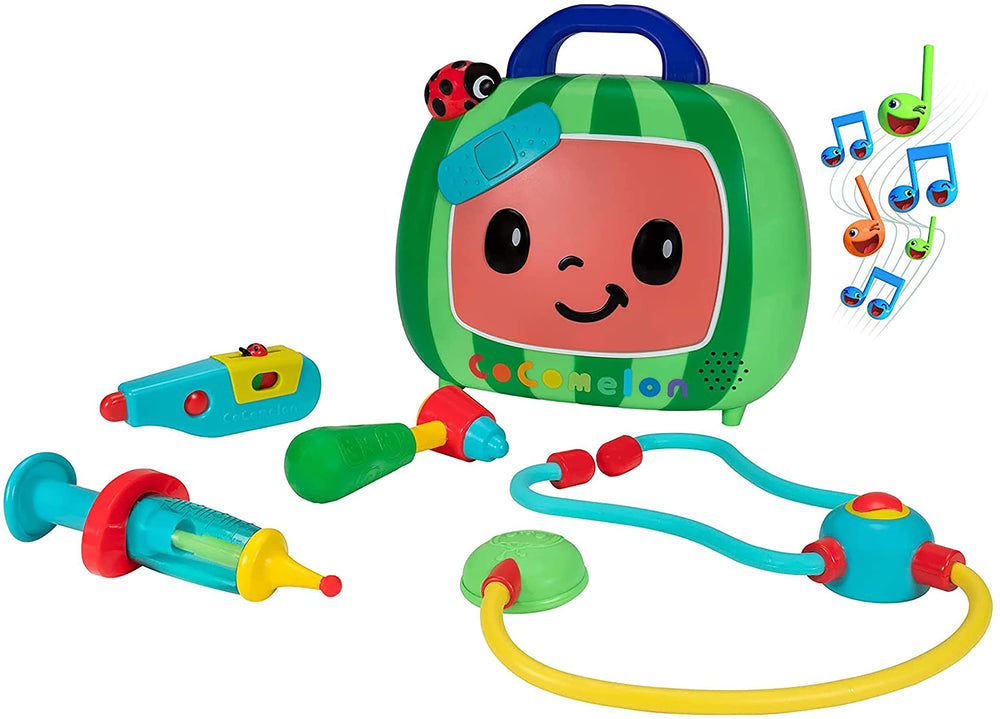 CoComelon doctor accessories with thermometer highlight interactive pretend medical checks
