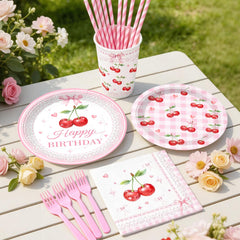 Cocomigo cherry themed tablecloths protect surfaces and set mood