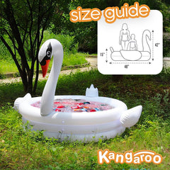 Coconut Float White Swan inflatable pool kids playing and splashing joyfully