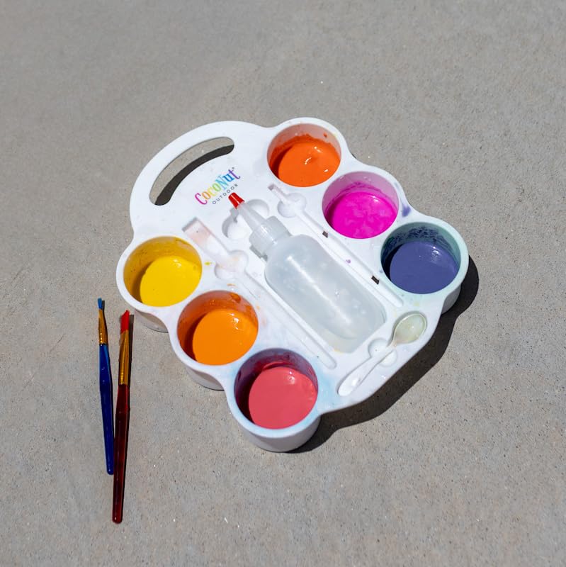 CocoNut Outdoor kids painting sidewalk activity for sunny outdoor play.