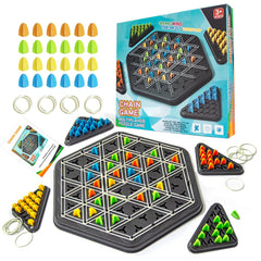 COHHFWPD Chain Triangle Chess Game board setup, ideal for family nights and strategic rounds.