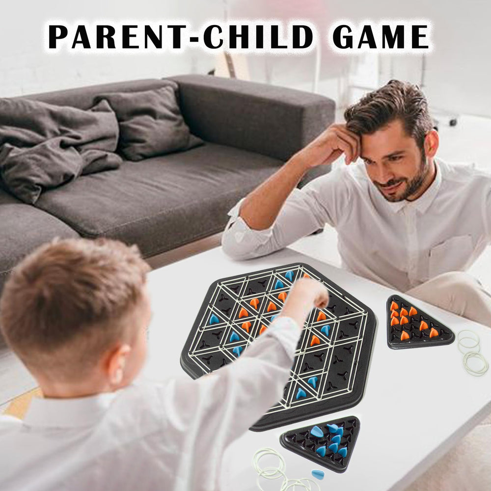 COHHFWPD Chain Triangle Chess Game setup shows simple, age-friendly assembly.