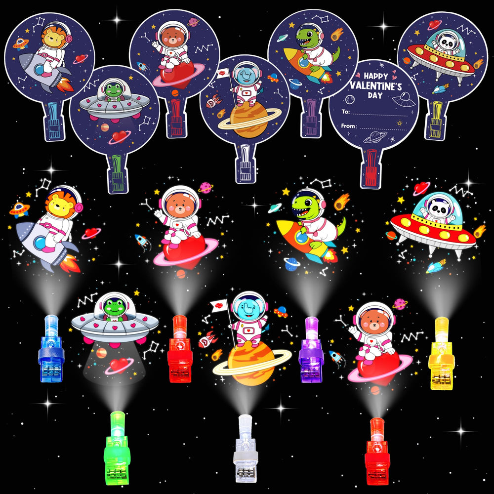 COKOKA Valentines Day finger lights 24-pack for classroom celebrations with vibrant colors.