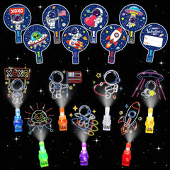 COKOKA valentines day kit with astronaut cards and LED lights for classroom exchanges