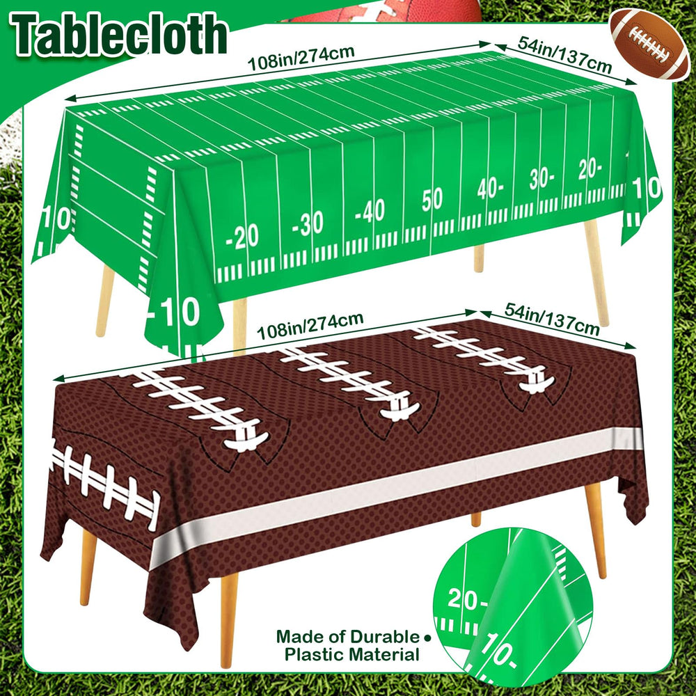 Cokoness football pattern tablecloth adds sports-themed decor.