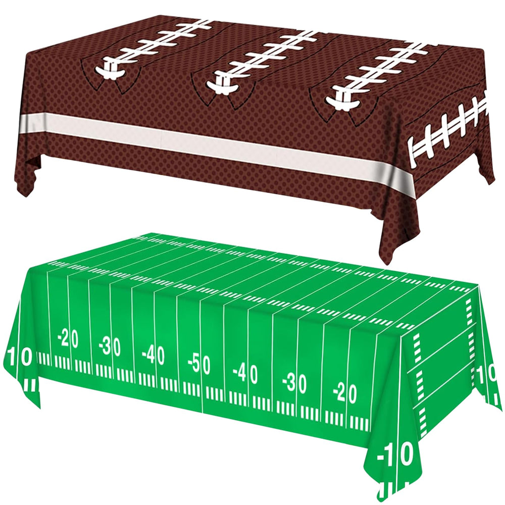 Cokoness football tablecloth with yard numbers for game-day ambiance.