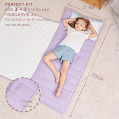 Cokouchyi unicorn nap mat includes a name tag for kid-friendly organization.
