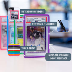 The Collector's Hubs PSA slab guard side-view shows edge protection during handling and display.