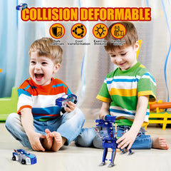 Collision Transforming Dinosaur Car Toy – blue dino suitable for indoor and outdoor play.