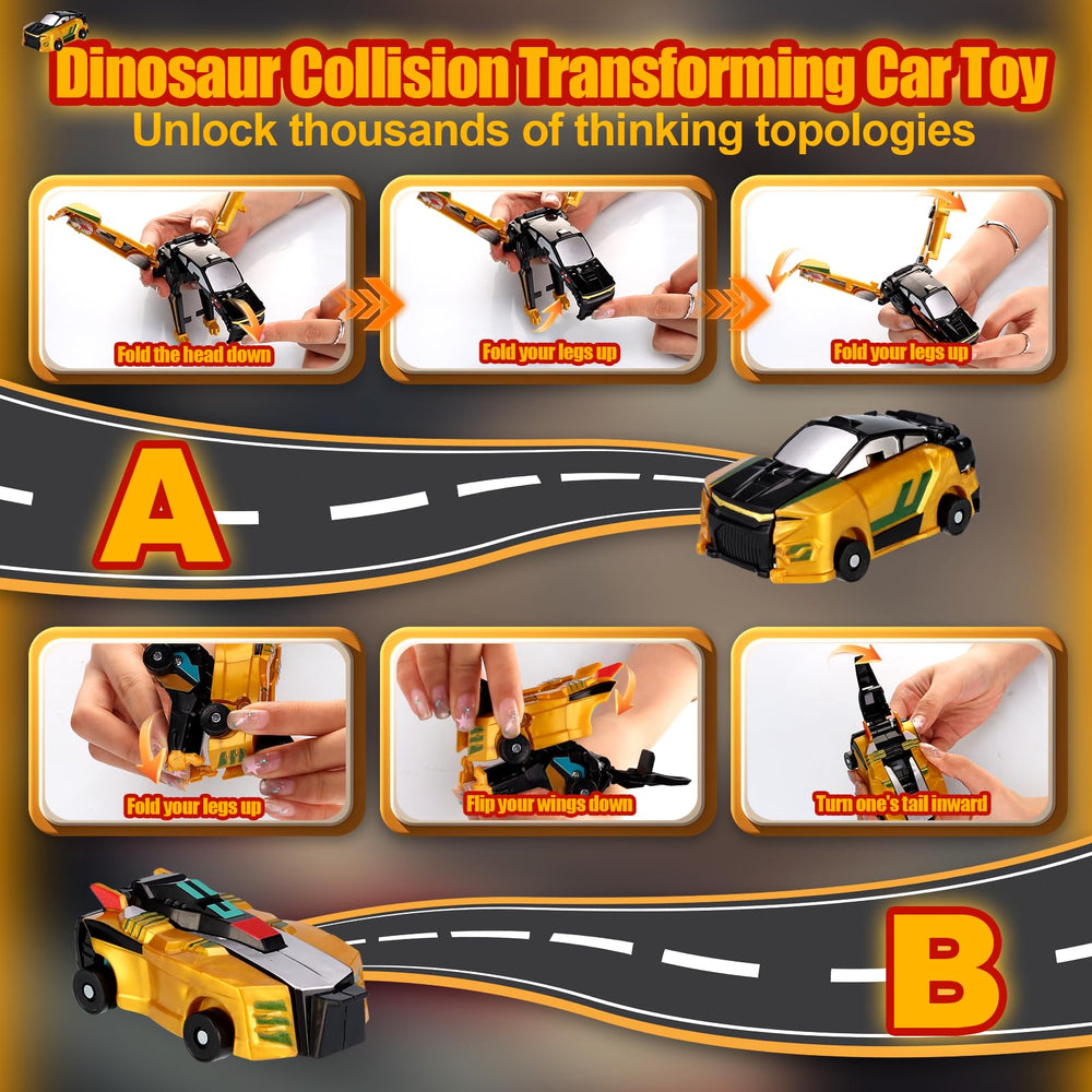 Collision Transforming Dinosaur Car Toy side view highlights two-in-one play value