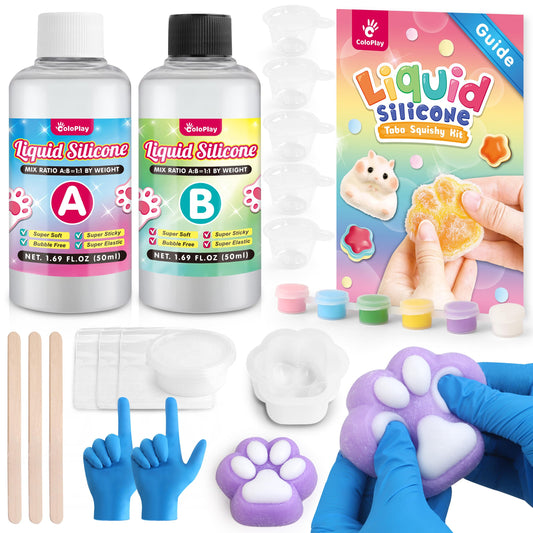 ColoPlay Taba Squishy Kit contents laid out for beginners' project