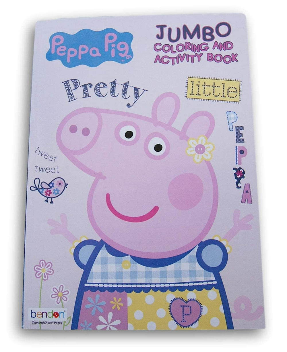 Inside pages with Peppa Pig scenes for coloring activities