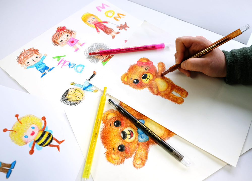Colors-in-Motion break-free crayons resist breakage for longer coloring sessions
