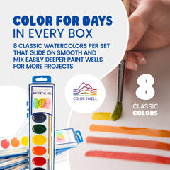 Color Swell bulk watercolor packs provide durable colors for busy classrooms.