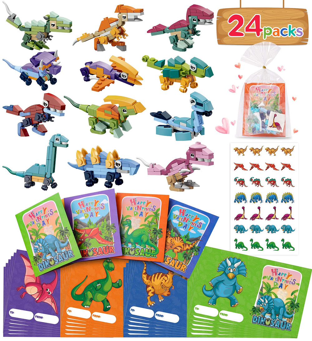 Colplay dinosaur building blocks for Valentines, vivid pieces spark classroom gift ideas.