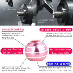 Comerda metal desk toy with threaded grooves for smooth long spin.