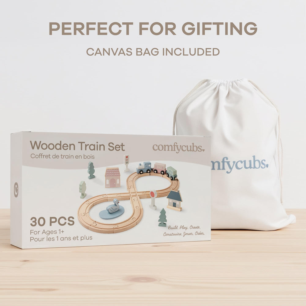 Comfy Cubs wooden set is easy to tidy away with simple storage solutions.