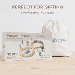 Comfy Cubs wooden set is easy to tidy away with simple storage solutions.
