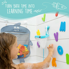 Comfylife foam letters and numbers set promotes play and learning in the tub.
