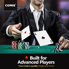 Comie set includes 2 decks, dice, and a dealer button for immediate play.