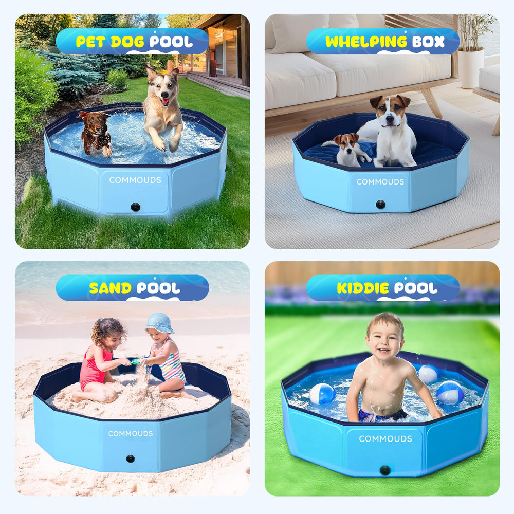 COMMOUDS foldable dog pool durable plastic for long-lasting backyard fun
