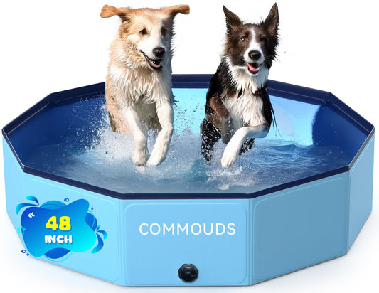 COMMOUDS foldable dog pool with reinforced outer walls for safe water play