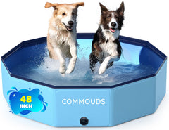 COMMOUDS foldable dog pool with reinforced outer walls for safe water play