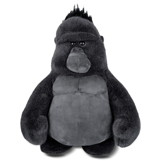 Comnonage gorilla stuffed animal face closeup showing lifelike fur texture for comforting companionship