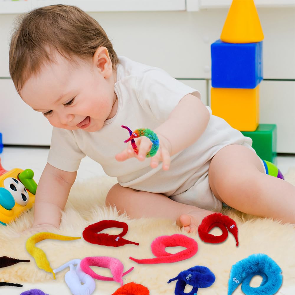 Comonc worm toy with random colors ideal for crafts and party favors.