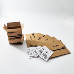 Compactini 5-pack unfolded shipping boxes for 1:12 scale dollhouse displays.