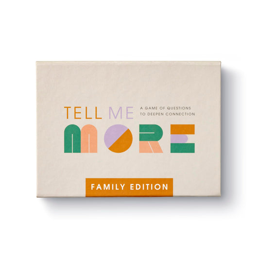Compendium Tell Me More Family Edition box front, gifting-ready for warm family moments.
