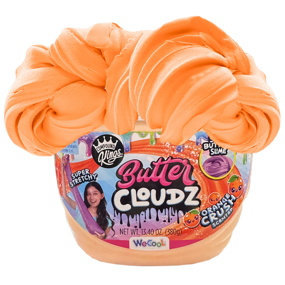 Compound Kings Fluffy Butter Cloudz slime bucket front view for easy sensory play