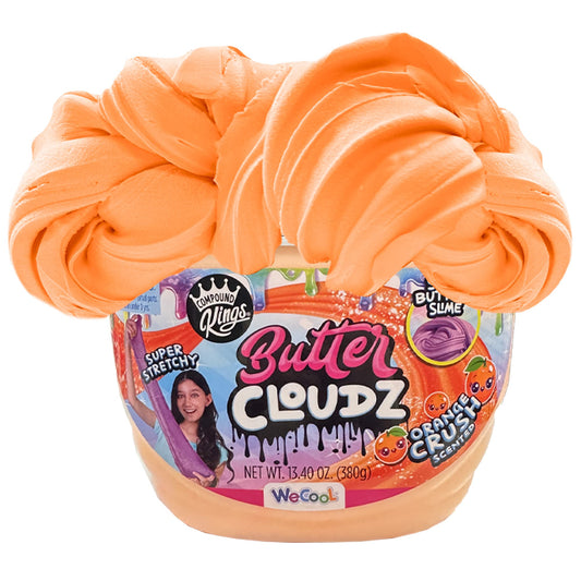 Compound Kings Fluffy Butter Cloudz slime bucket front view for easy sensory play