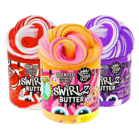COMPOUND KINGS Scented Swirlz Butter Slime Rainbow Sherbert; tactile fun for imaginative play.