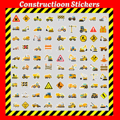Construction Stickers with bulldozer imagery to customize backpacks and lunch boxes.