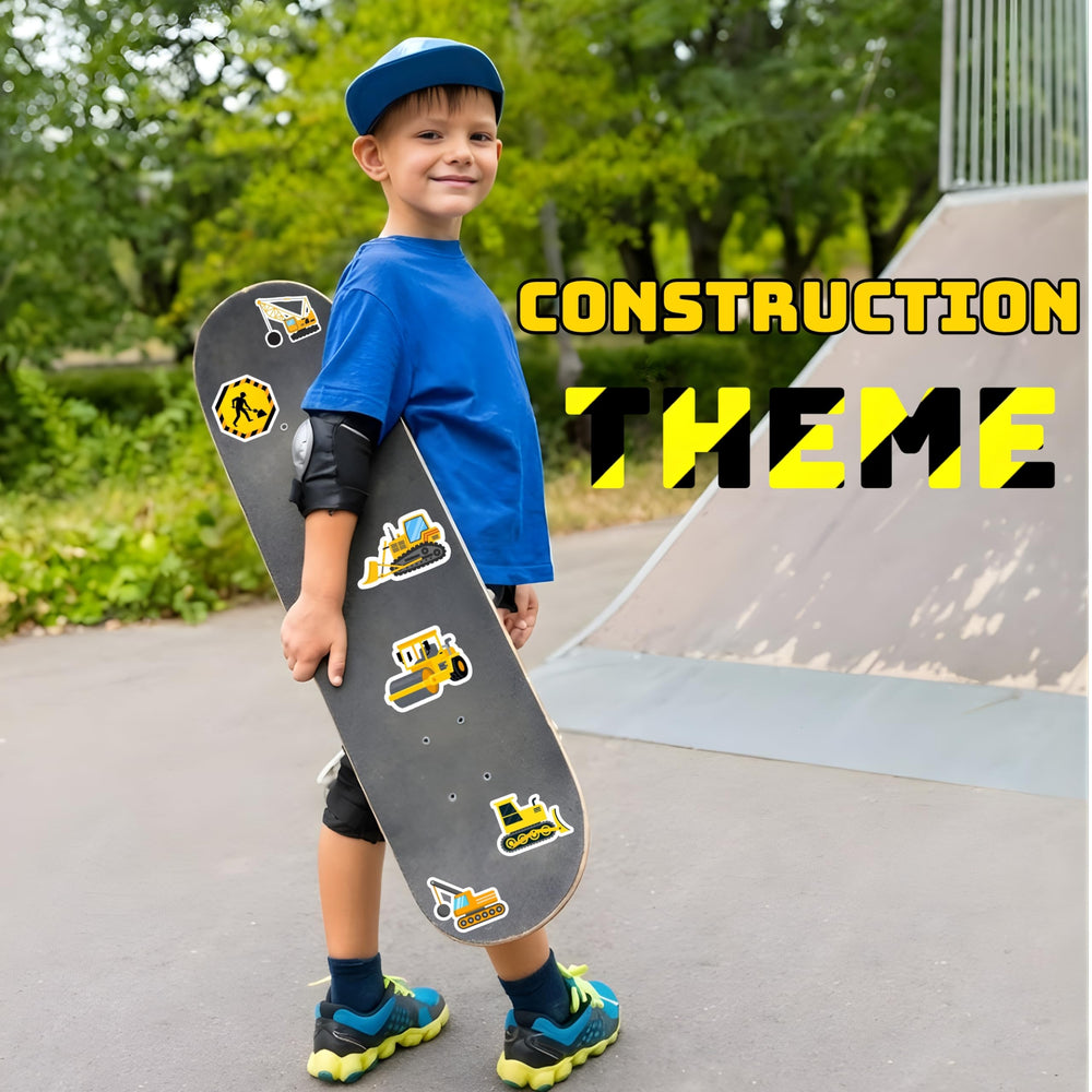 Road sign motifs from Construction Stickers for learning colors and vehicle awareness.