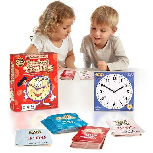 Continuum Games Perfect Timing Game box front, inviting family learning and cooperative play.