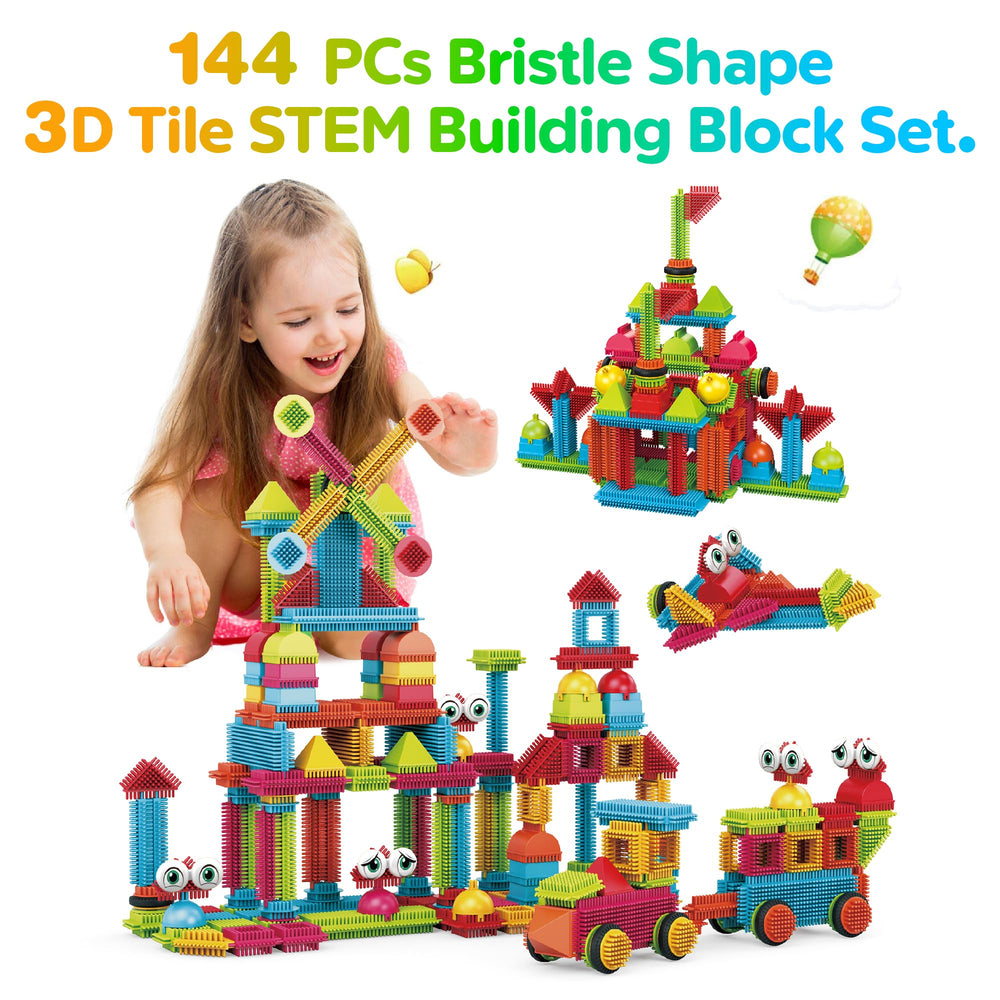 Contixo bristle tiles built-tower showcase hands-on construction and problem-solving fun