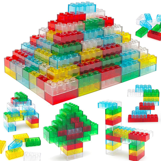 CONVENTEJOY red translucent bricks for colorful, creative play and fine motor skills