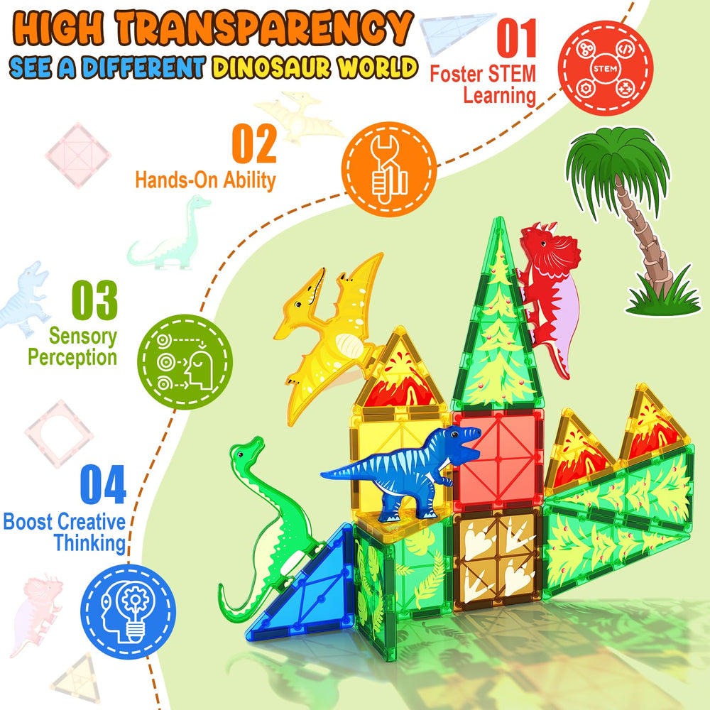 Coodoo Dinosaur Tiles footprints illustrate dinosaur paths for storytelling.