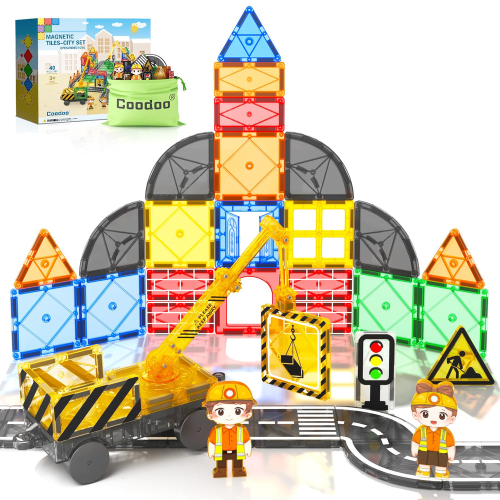 Coodoo Kids magnetic road set tiles for versatile city-building play and creativity