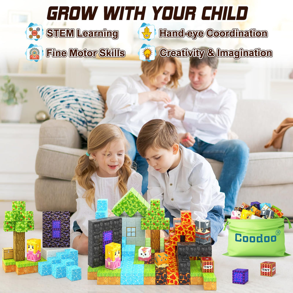 Coodoo Magnetic Blocks compatible with Mine Magnet World expands play.