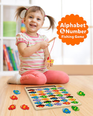 Coogam alphabet fishes close-up showing colorful letters for tactile learning