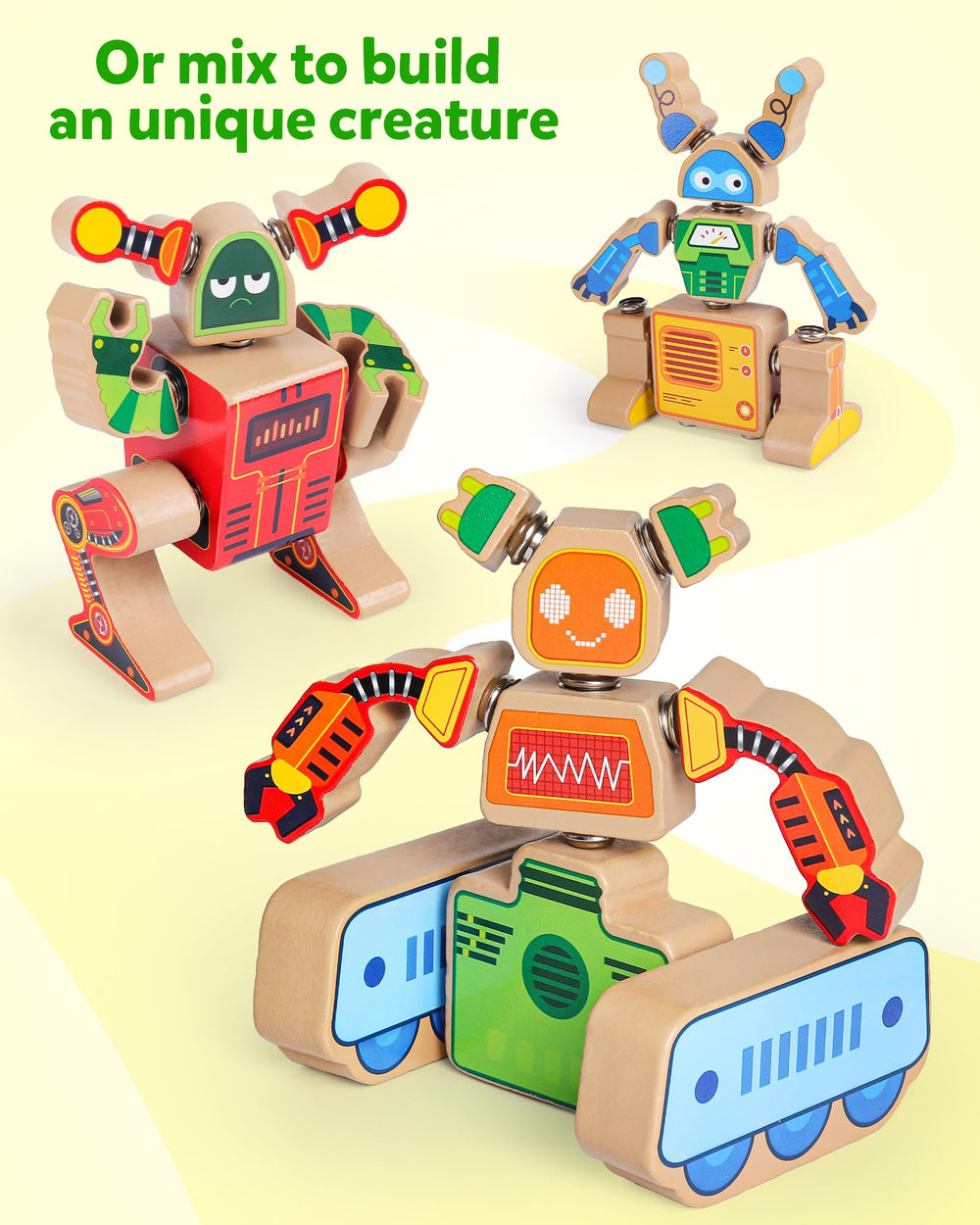 Color-coded robot bodies enabling easy assembly and imaginative designs