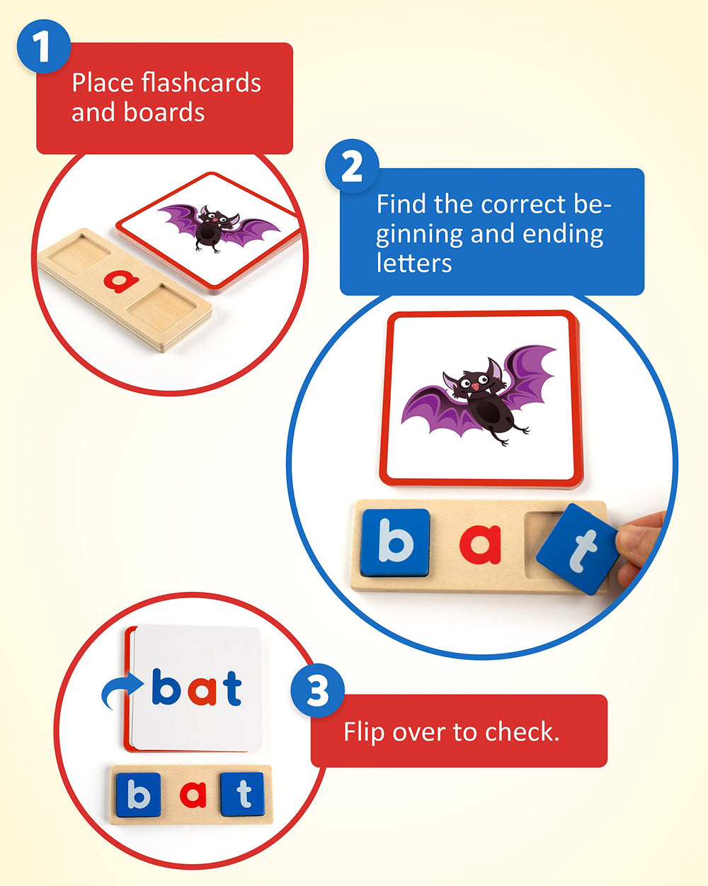 Coogam CVC phonics flashcards with pictures aid word learning and recognition