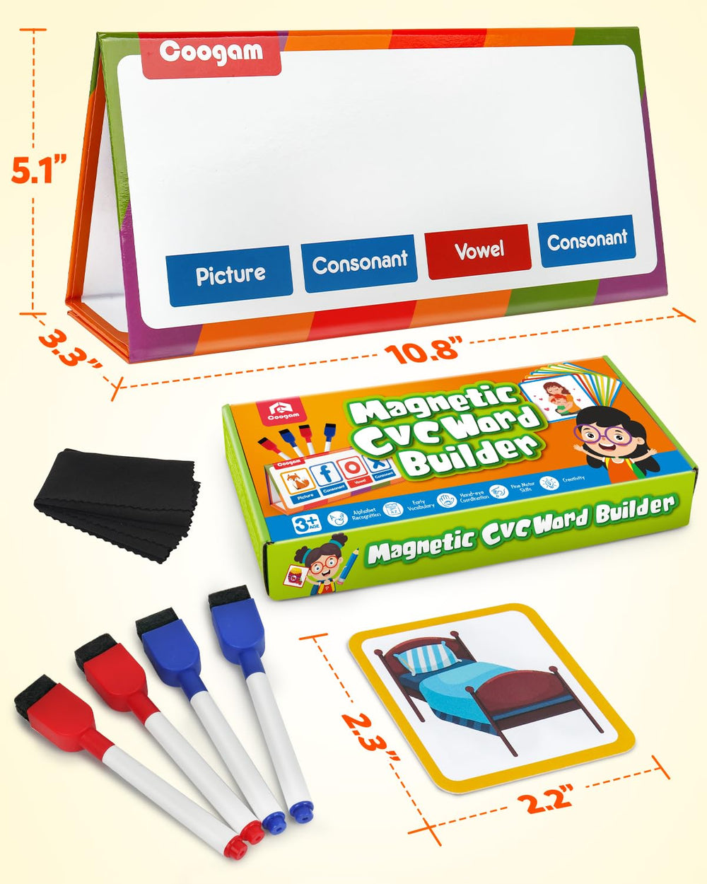 Coogam CVC Word Builder portable set for learning anywhere