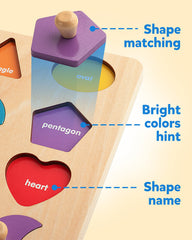 Coogam peg puzzle introduces basic geometric concepts through hands-on practice.