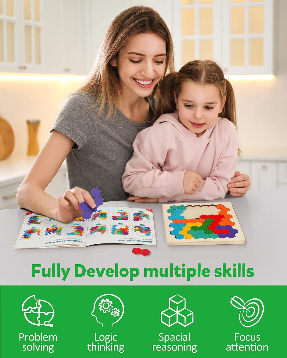 Coogam safe wooden materials tangram offers durable, burr-free play for all ages.