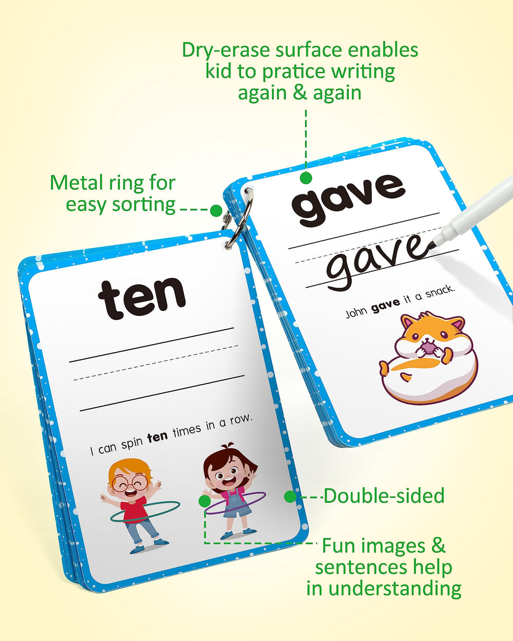 Coogam handwriting-practice cards with erasable markers boost writing fluency.