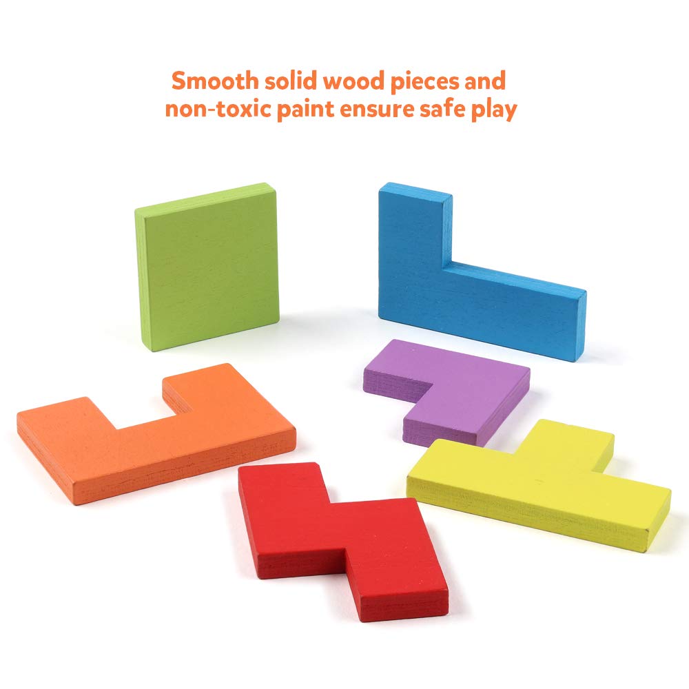Coogam Wooden Blocks robot shape demonstrates STEM-friendly challenges and problem-solving fun.